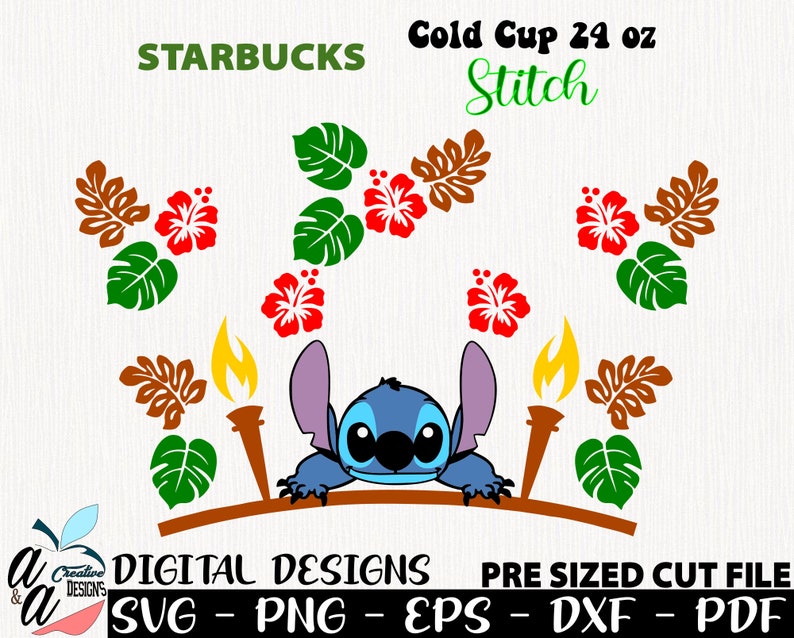 Stitch svg Stitch Starbucks Full Wrap 24 oz Lilo and Stitch | Etsy