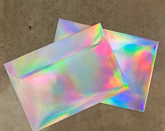 6" x 9" Envelopes - Iridescent Holographic Peel & Stick - Large Size