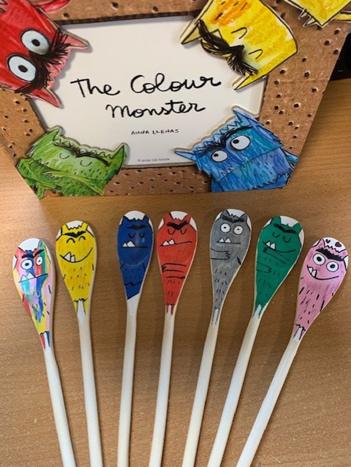 Colour Monster Wooden Painted Spoons Etsy