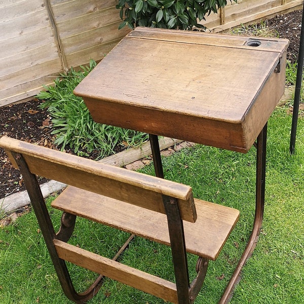 Antique Victorian Pine School Desk