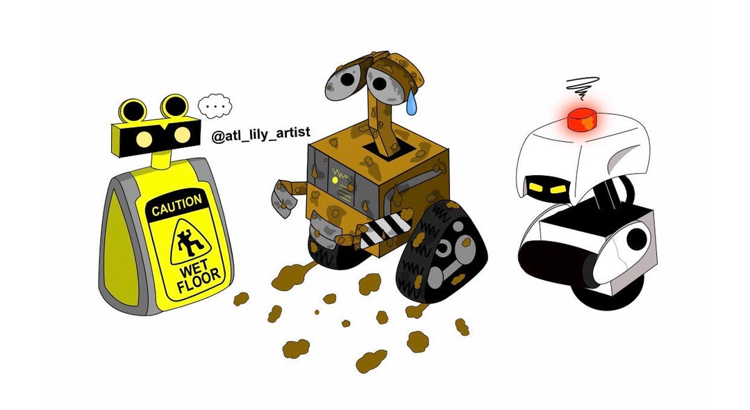 Walle print / Caution Bot / Cleaning Bot / Robot / Art print Etsy España