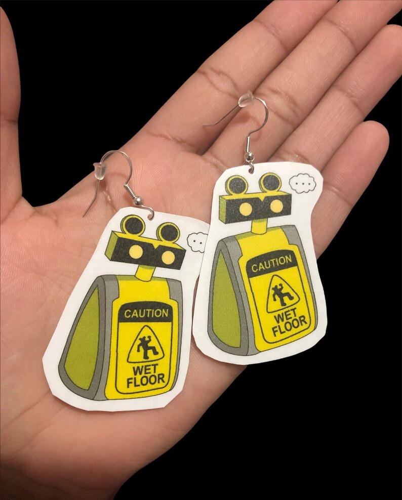 Fnaf Security Breach Earrings Caution Bot Wet Floor Sign Etsy