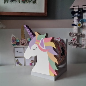 Unicorn headband holder Ready to dispatch unicorn headband organiser handmade unicorn accessory holder, unicorn hairband storage kids gift