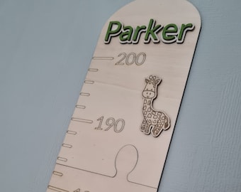Personalised Safari Animal Wooden Height Chart: Jungle Nursery Decor