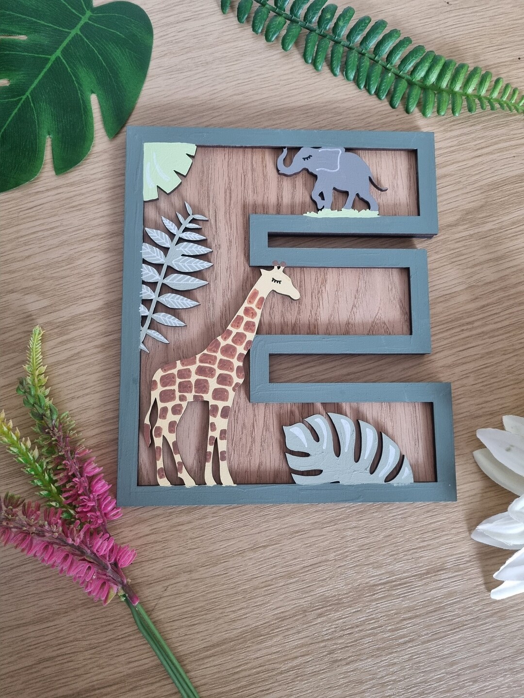 Safari Themed Letters Personalised Jungle Themed Wall Art Wooden Name ...