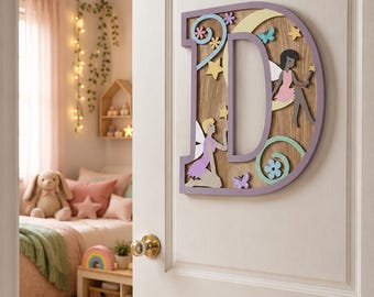 Personalised Fairy Letter, Handmade Woodland Nursery Decor for Fairy inspired  kids rooms. Whimsical fairy name sign