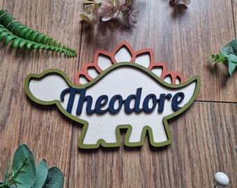 Personalised dinosaur wooden wall decor for kidsroom, dinosaur decor for nursery