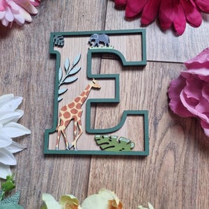 Personalised Safari Animal Wooden Letter: Jungle Nursery Decor