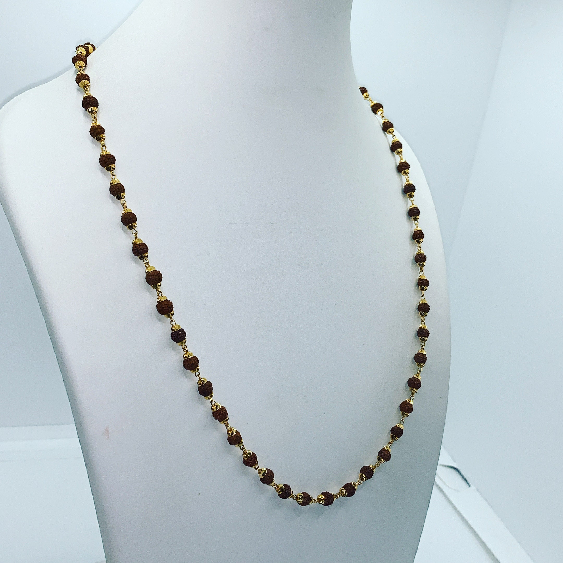 22ct Gold Rudraksha Beaded Chain 24 Inch for Men Etsy