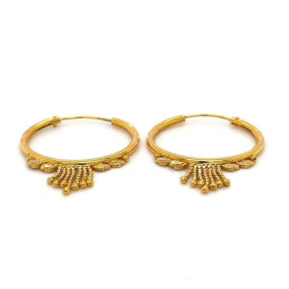 22K Designer Dangling Hoop Gold Earrings for Women 22ct Etsy Australia