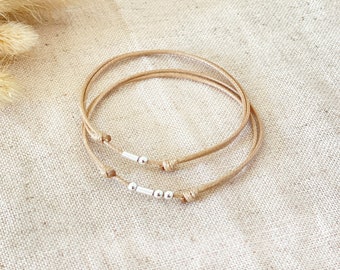 Bracelets d'amitié - Ensemble de 2 bracelets avec initiales en code Morse - Cadeau meilleur ami