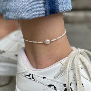 Freshwater Pearl Anklet Women & Girls - Filigree Ankle Bracelet - Gift for Her