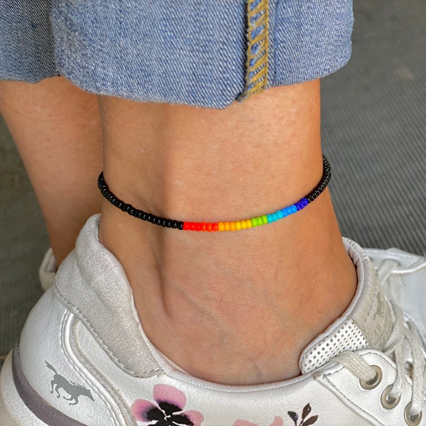 Regenbogen Fußkettchen - Fußband für Männer Frauen & Queers - LGBT CSD Pride