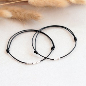 2er Set Armbänder mit Initialen in Morse Code Freundschaftsarmbänder Partnerarmband Paar Geschenk Bild 1