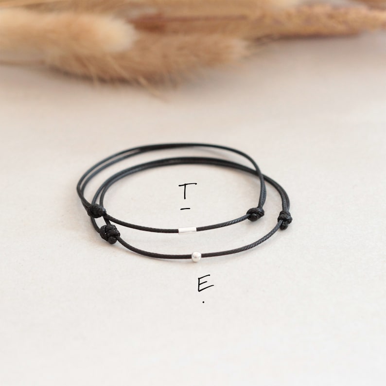 Set of 2 bracelets with initials in Morse code friendship bracelets partner bracelet couple gift image 3