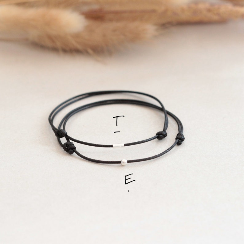 2er Set Armbänder mit Initialen in Morse Code - Freundschaftsarmbänder - Partnerarmband - Paar Geschenk Bild 3