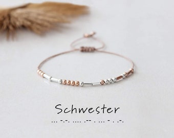 Schwester Armband in Morse Code - Geschenk Schwester, Beste Freundin