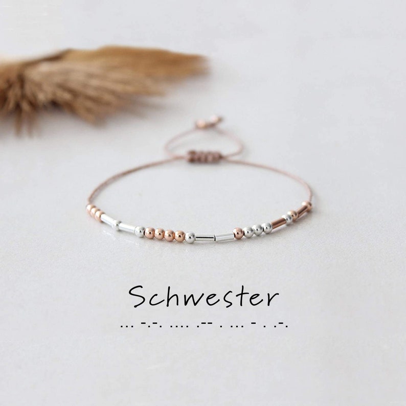 Personalisiertes Armband mit Namen/Wort als Morse Code Geschenk für Freundin Schwester Geschenk Bild 3