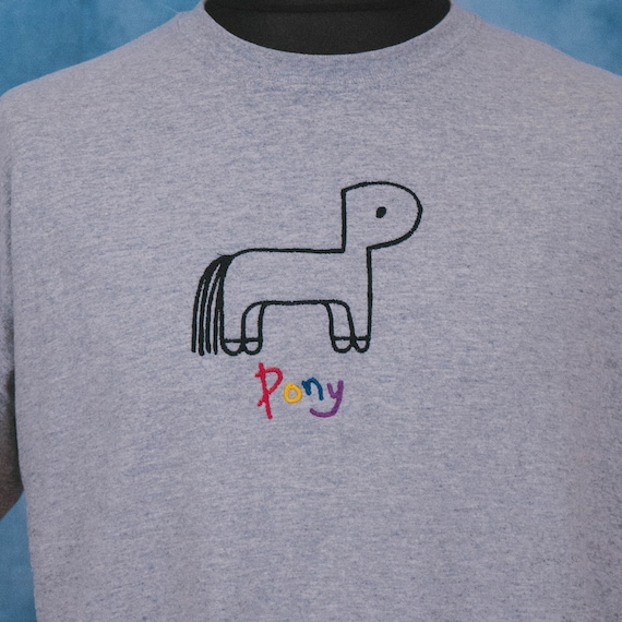 Rex Orange County Pony Logo Grey Unisex Embroidered T-Shirt
