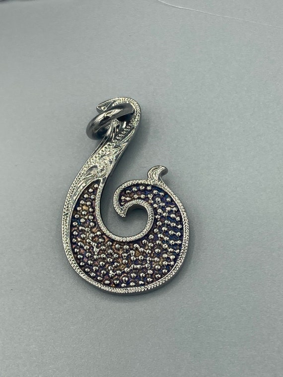 Sterling Silver Hawaiian Fish Hook Pendant Necklace 925