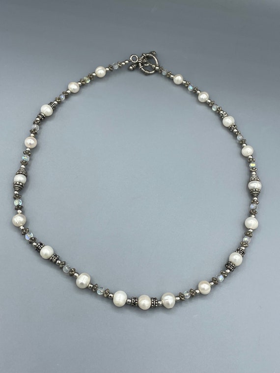 Natural White Freshwater Pearl and Multicolored B… - image 1