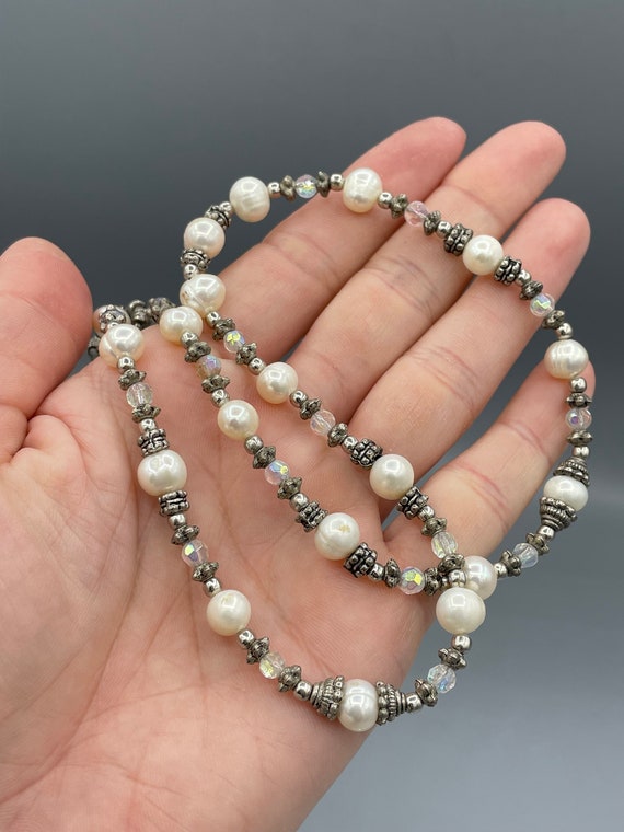 Natural White Freshwater Pearl and Multicolored B… - image 4