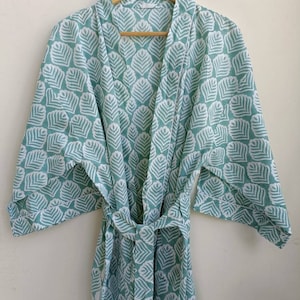 Indian handblock printed kimono robe bridal robe bridesmaid kimono hen party maxi dress free size kimono bath robe Japanese wear kimono robe