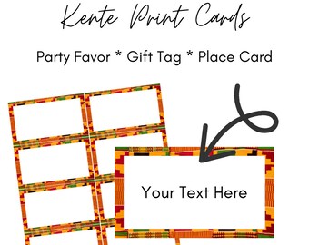 Kente Print Place Card, Gift Tag, Party Favor, Weddings | Birthday | Party | Special Occasions Digital File