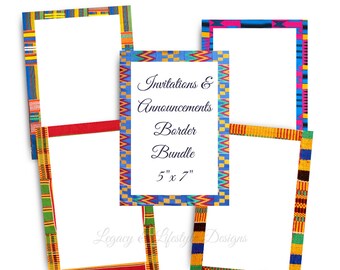 Sjabloon Afrikaanse printrandbundel, uitnodigingen en aankondigingen 5 x 7 inch briefpapier, digitaal bestand