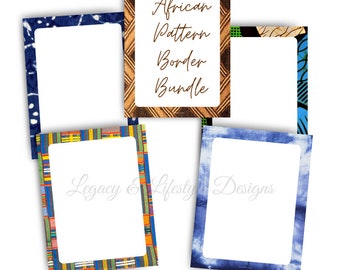 African Print Border Bundle, Template, Announcements Stationery, Digital File