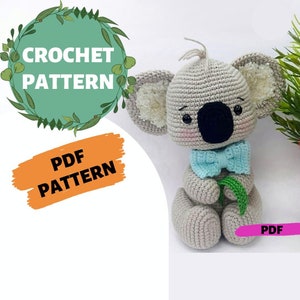 CROCHET KOALA PATTERN, Amigurumi crochet koala recipe with pattern, Crochet koala , koala tutorial, Knit toys pattern, koala doll pattern image 1