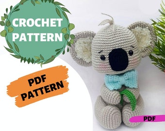 WZÓR NA SZYDEŁKO NA KOALĘ, wzór na szydełkowe amigurumi, szydełkowa koala, samouczek na koalę, wzór na zabawki na drutach, wzór, wzór na szydełkowe amigurumi w formacie PDF