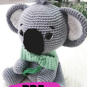 CROCHET KOALA PATTERN, Amigurumi crochet koala recipe with pattern, Crochet koala , koala tutorial, Knit toys pattern, koala doll pattern image 4