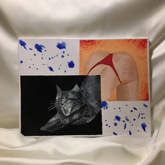 Cat Painting, Woman Body Painting, Naked, Aesthetic, Acrylic Paint,  Original Tumblr - Etsy