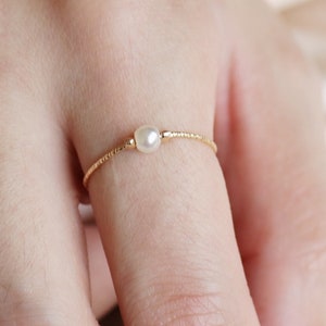 14k Gold filled Pearl ring| Minimalist ring|Thin ring |Sterling silver ring|Simple ring |stacking ring|gift for her|Dainty ring|Shiny ring|