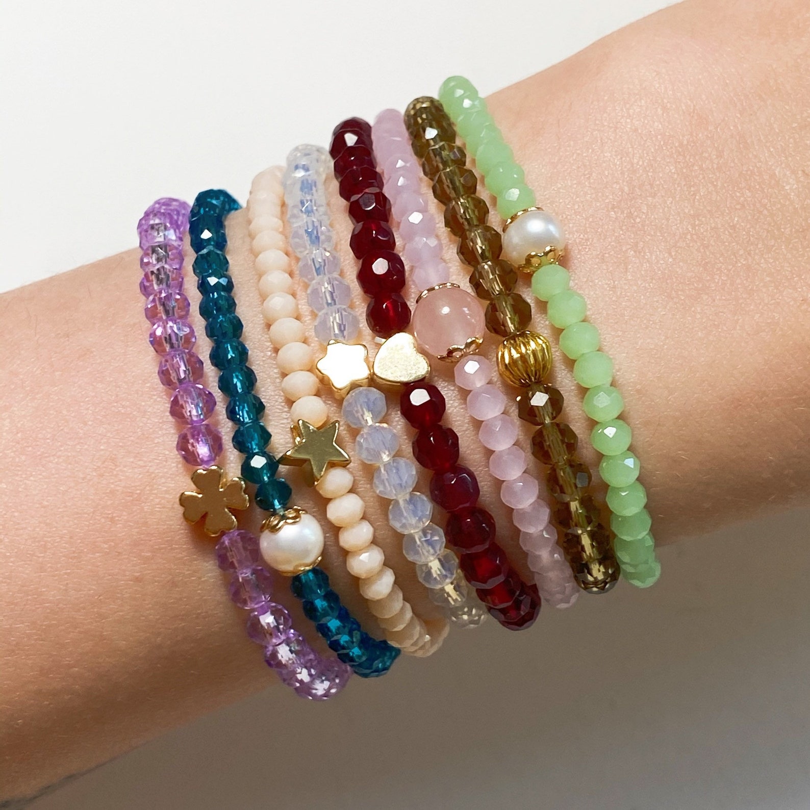 Dainty Crystal Beaded Braceletpearl Bracelet stackable Etsy