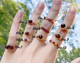Garnet Sterling Silver Ring Dainty January Birthstone Simple Wire Wrapped Ring Garnet Sterling Silver Ring Dainty January Birthstone Simple Wire Wrapped Ring