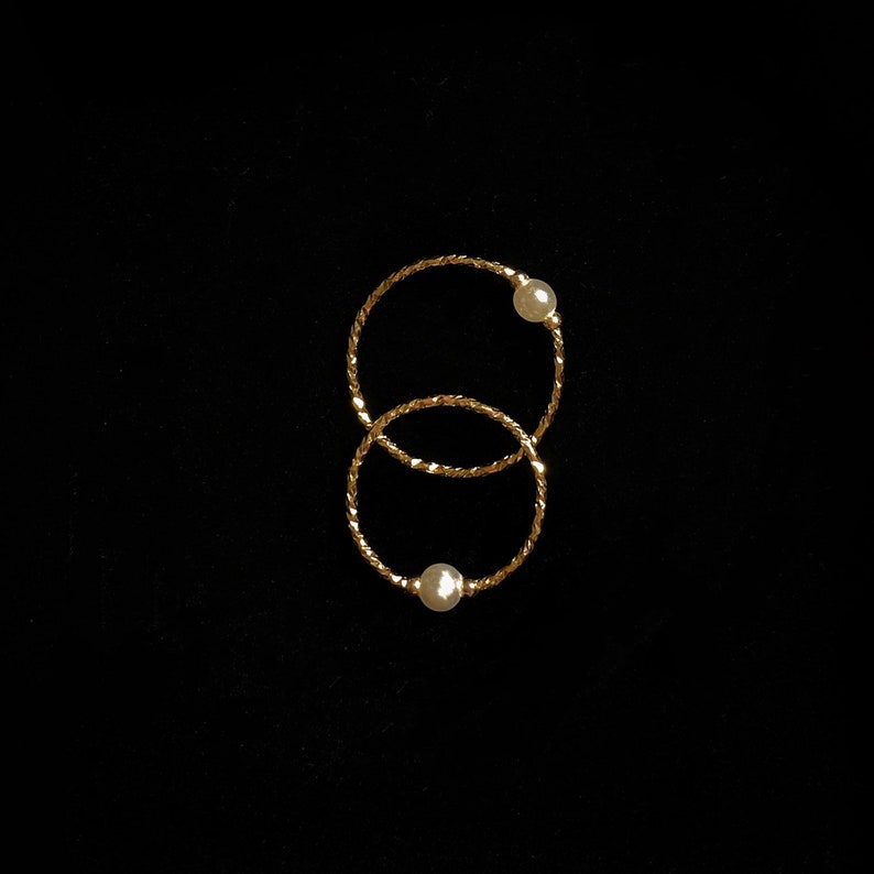 Pearl ring Minimalist ringThin ring Tiny ringSimple ring stacking ringgift for herDainty ringShiny ring image 3