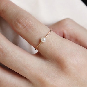 Pearl ring| Minimalist ring|Thin ring |Tiny ring|Simple ring |stacking ring|gift for her|Dainty ring|Shiny ring|