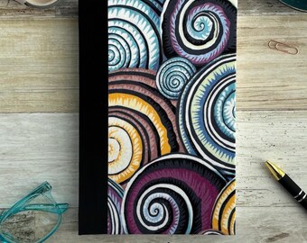 Handmade Unlined Journal – Shell Quilt Cover, Lay Flat Binding