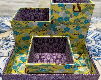 Elegant Handmade Desk Organizer Set for Home Office | Chic and Functional Desk Storage Solution