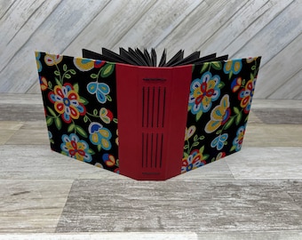 Handmade 6x6 Scrapbook – Folk Art Floral Cover, Black Pages