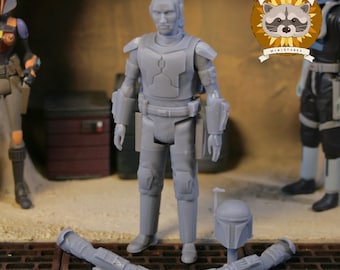 Mando "Mustache" 3.75" 3D printed resin action figure, unpainted and unbuilt model kit StarWars inspired