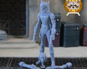 Bo Katan 3.75" 3D printed resin action figure, unpainted and unbuilt model kit StarWars inspired