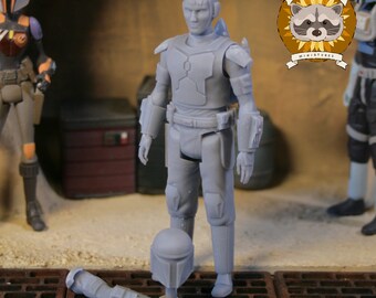 Mando "blondie" 3.75" 3D printed resin action figure, unpainted and unbuilt model kit StarWars inspired