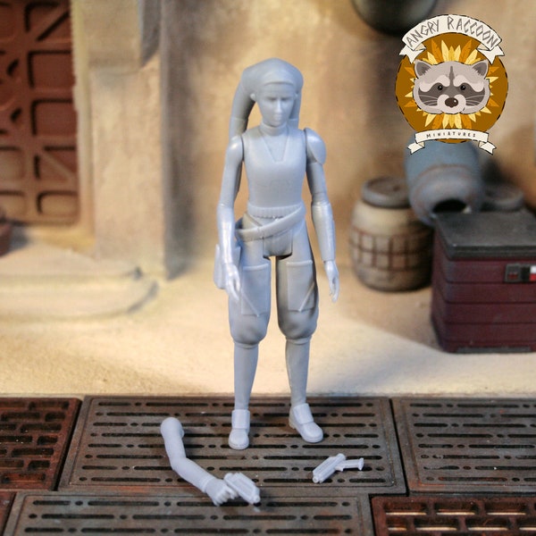 Numa 3.75" 3D printed resin action figure, unpainted and unbuilt model kit StarWars inspired