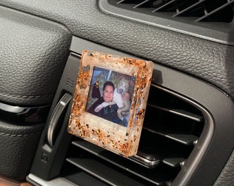 Handmade Resin Photo Car Vent Clip|Handmade Gift Car Accessory|Personalized Car Air Vent Clip|Custom Picture Resin Vent Clip|Mother Day Gift