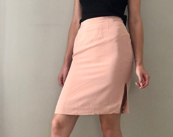 Blush Silk Pencil skirt
