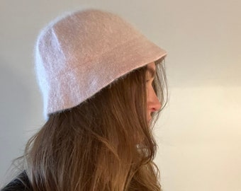 Baby Pink Angora Bucket Hat