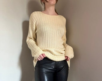 Cream Ribbed Sweater